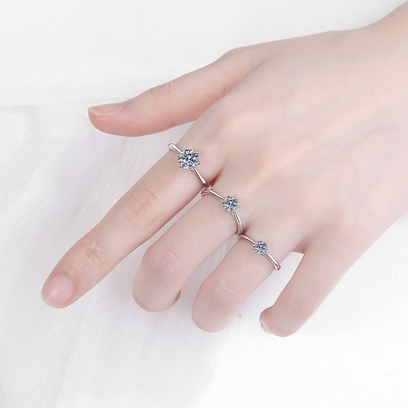 0.3 0.5 1 carat moissanite sterling silver ring