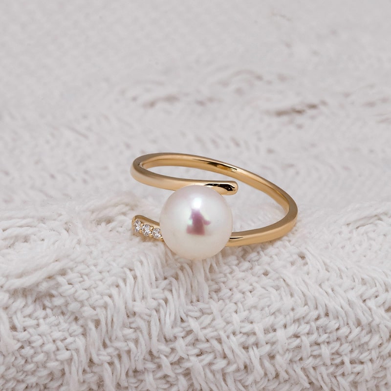 14k gold plated pearl ring