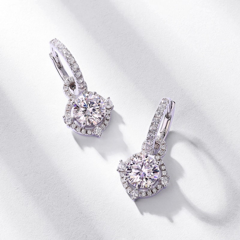 925 sterling silver moissanite dangle earrings