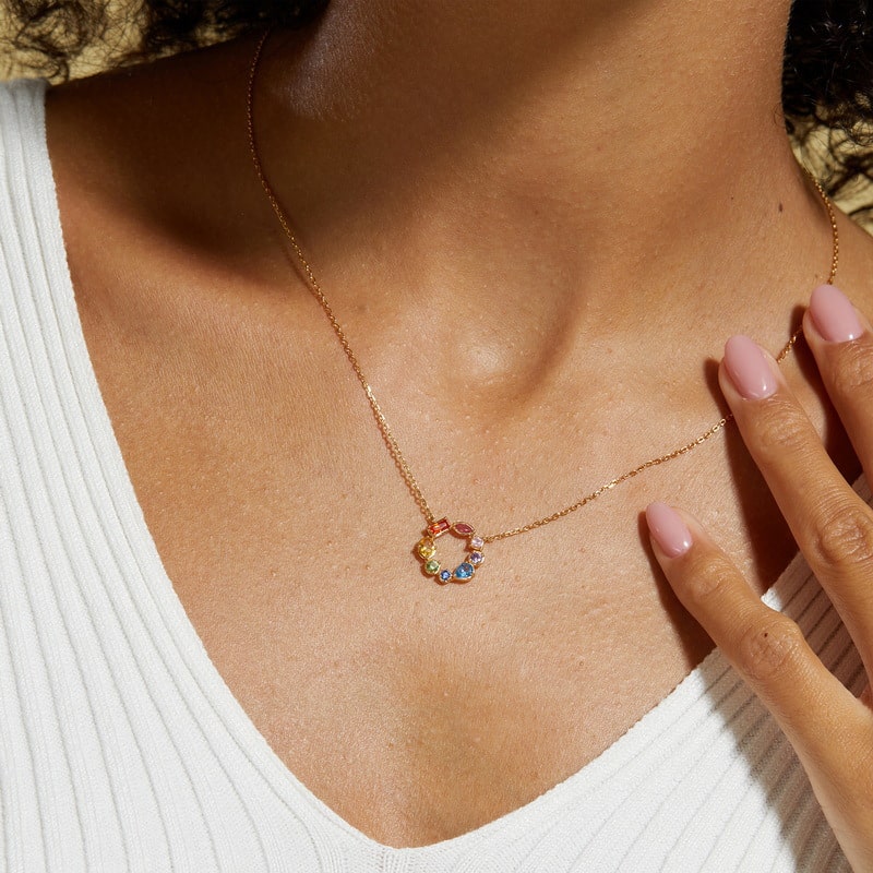 Cubic Zirconia Hoop Necklace