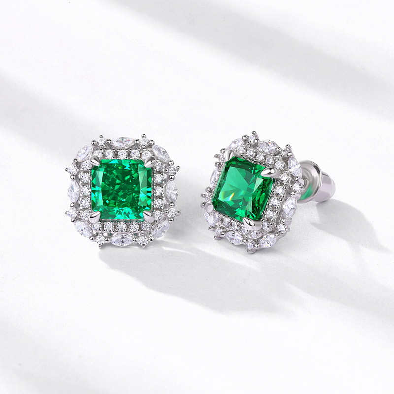 Cubic Zirconia Silver Halo Earrings