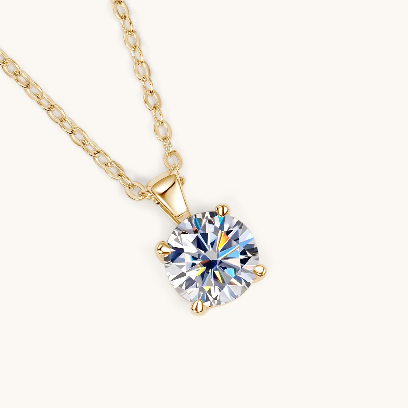 Gold Plated Colorless Moissanite Silver Necklace