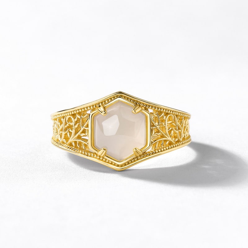 Gold Plated Jade Ring