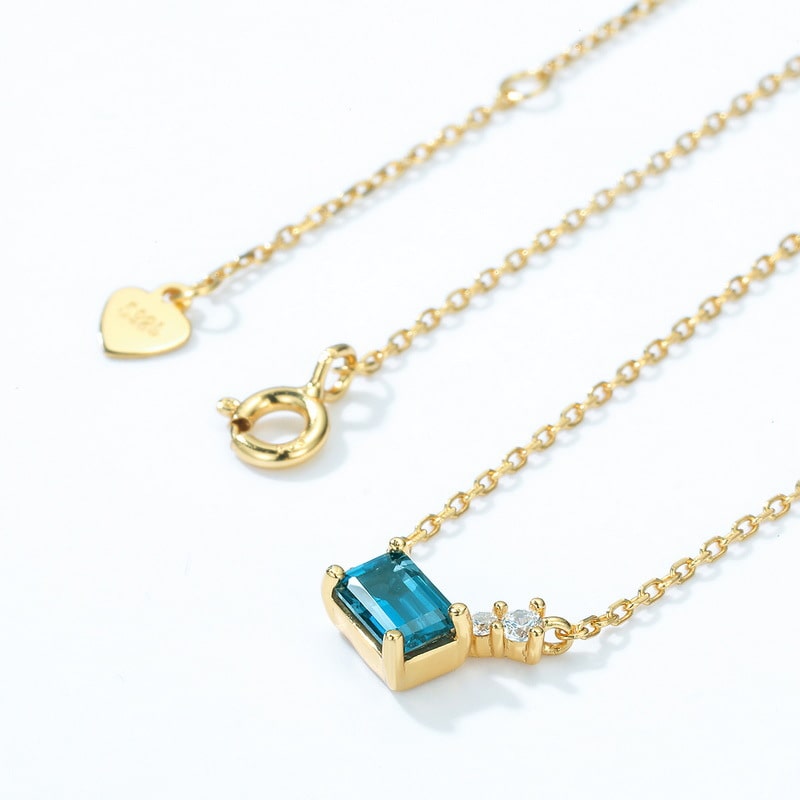 Gold Plated London Blue Topaz Necklace