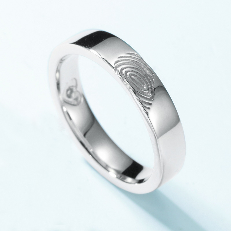 Heart Shaped Fingerprint Sterling Silver Ring