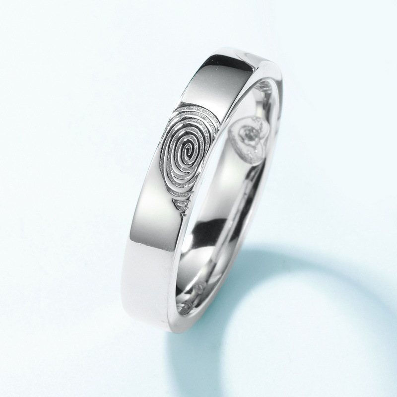 Heart Shaped Fingerprint Sterling Silver Rings