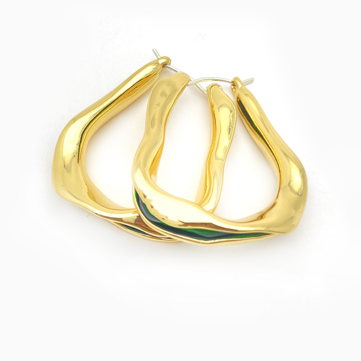 Irregular hoop gold plated earrings for women min