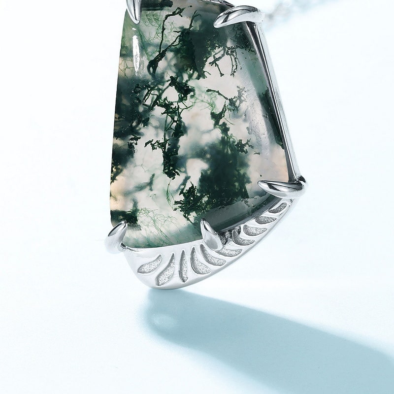 Irregular shape moss agate pendant