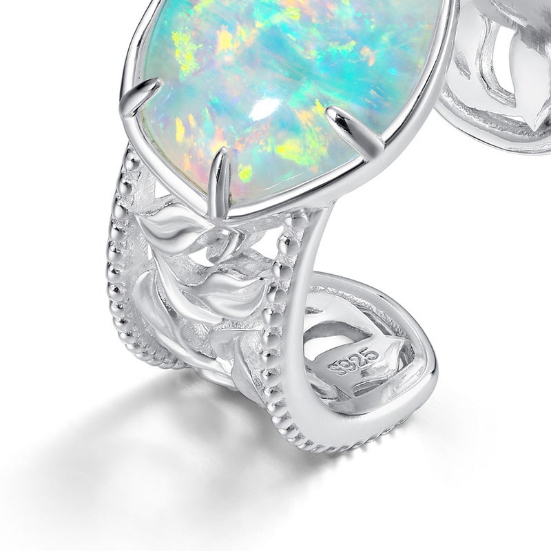 Lab Created Opal Silver Ring