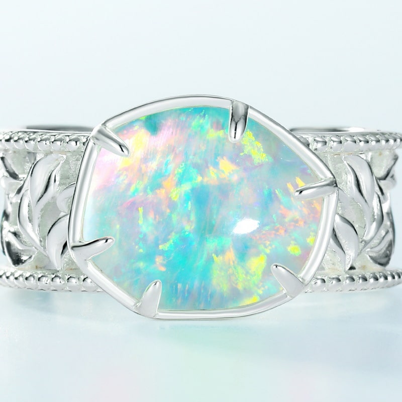 Lab grown Synthetic Opal Open Ring