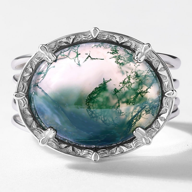 Moss Agate Open Ring