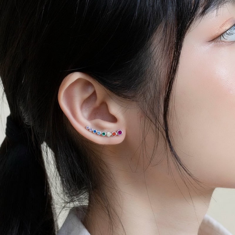 Multi Cubic Zirconia Ear Climbers