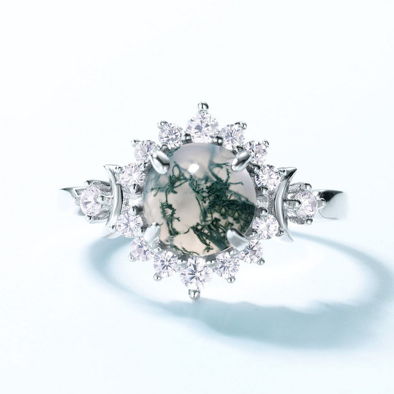 Open Moss Agate Cocktail Ring