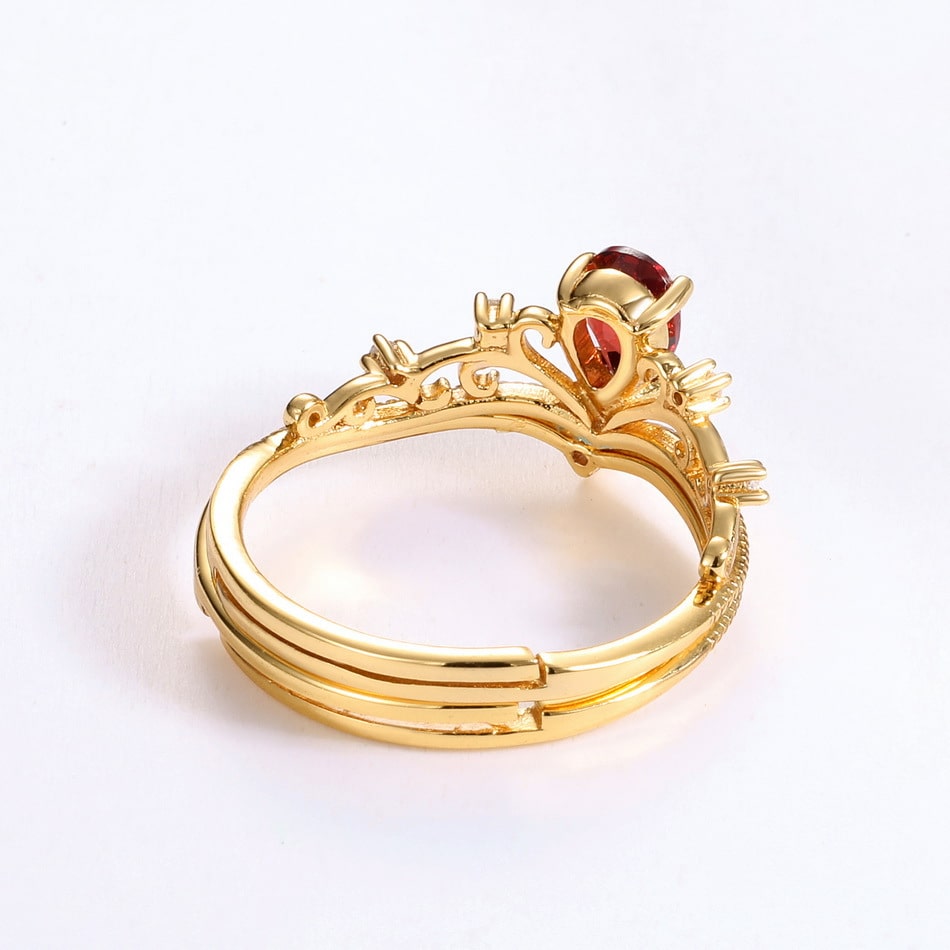 Open Silver Plated Gold Garnet Ring