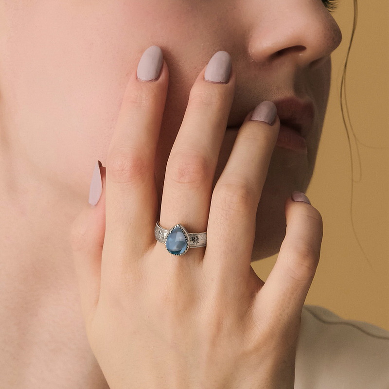 Sky Blue Topaz Silver Ring for Women