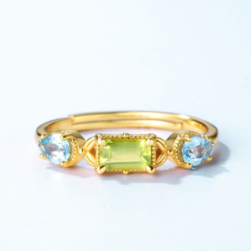Sterling Silver Gold Plated Peridot Ring