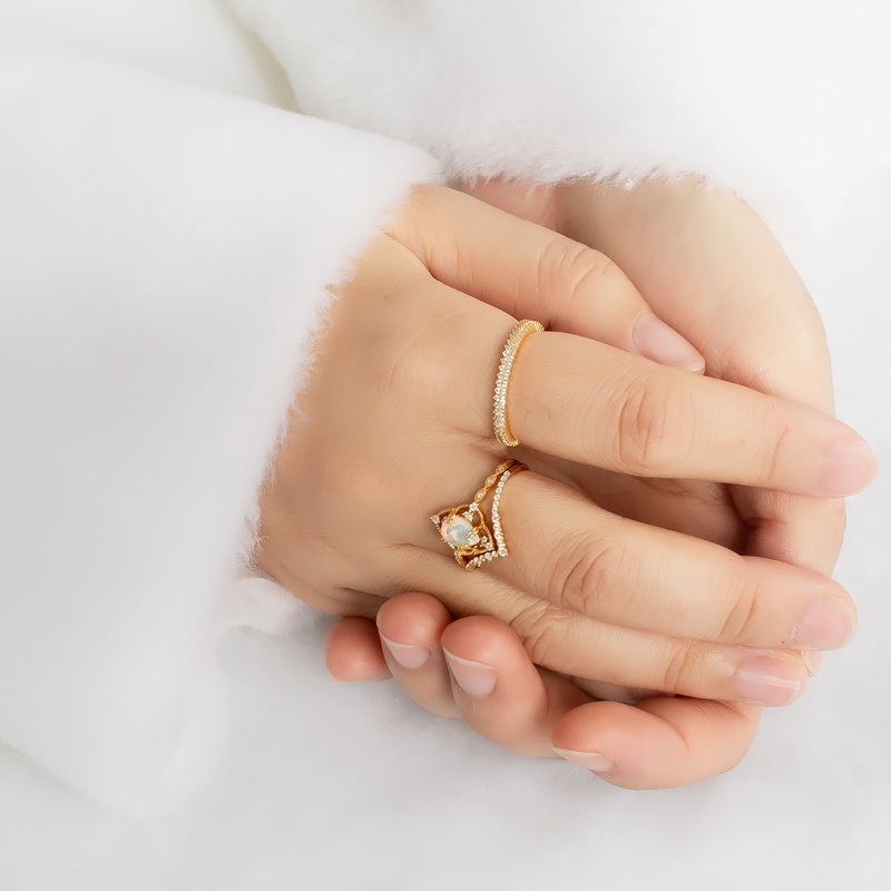 Synthetic Opal Stackable Ring for Women