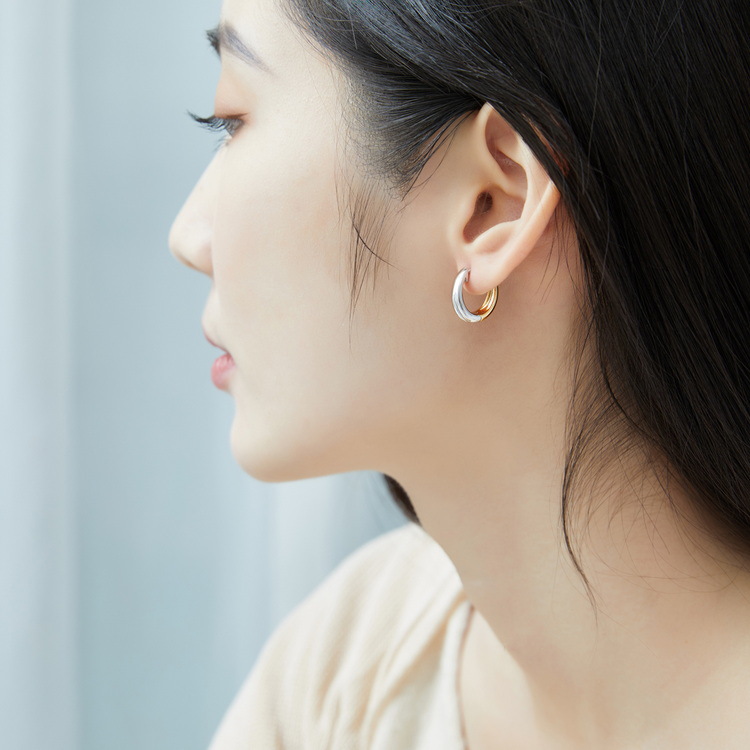 Womens Sterling Silver Plated Gold Earrings