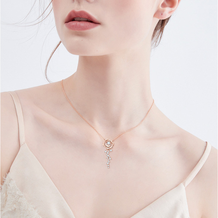 Womens moissanite sterling silver chain necklace