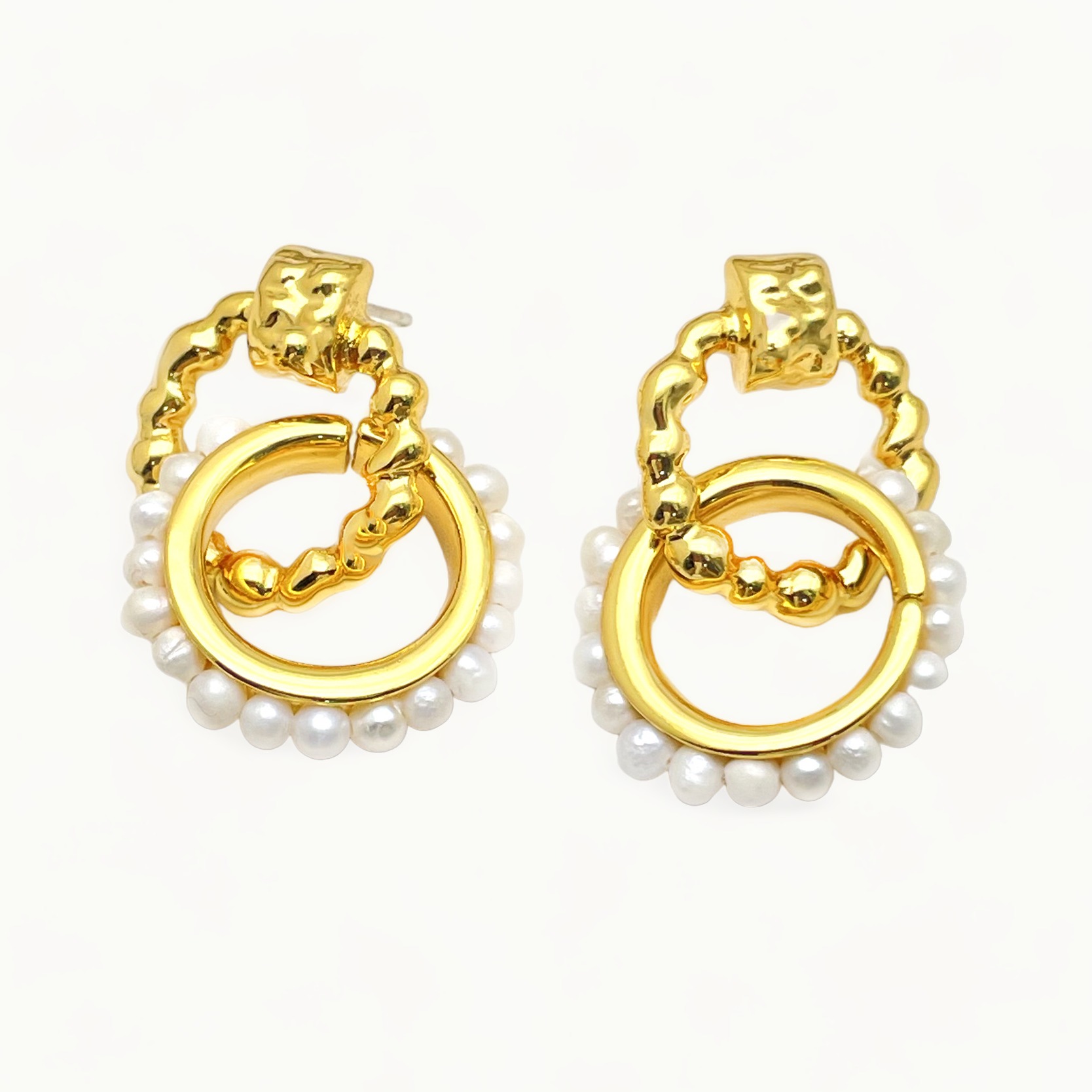 gold plated double hoop earrings