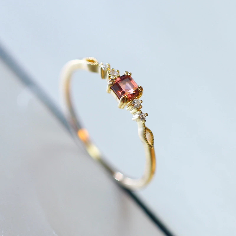 gold plated garnet ring for women