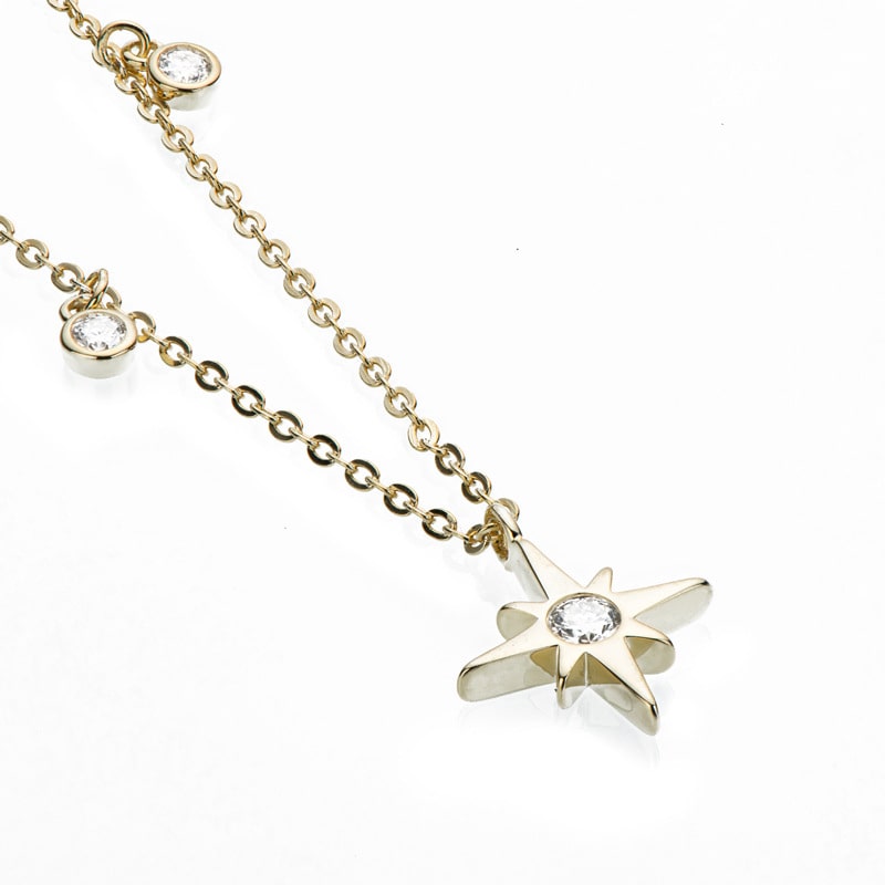 gold plated hexagram moissanite necklace