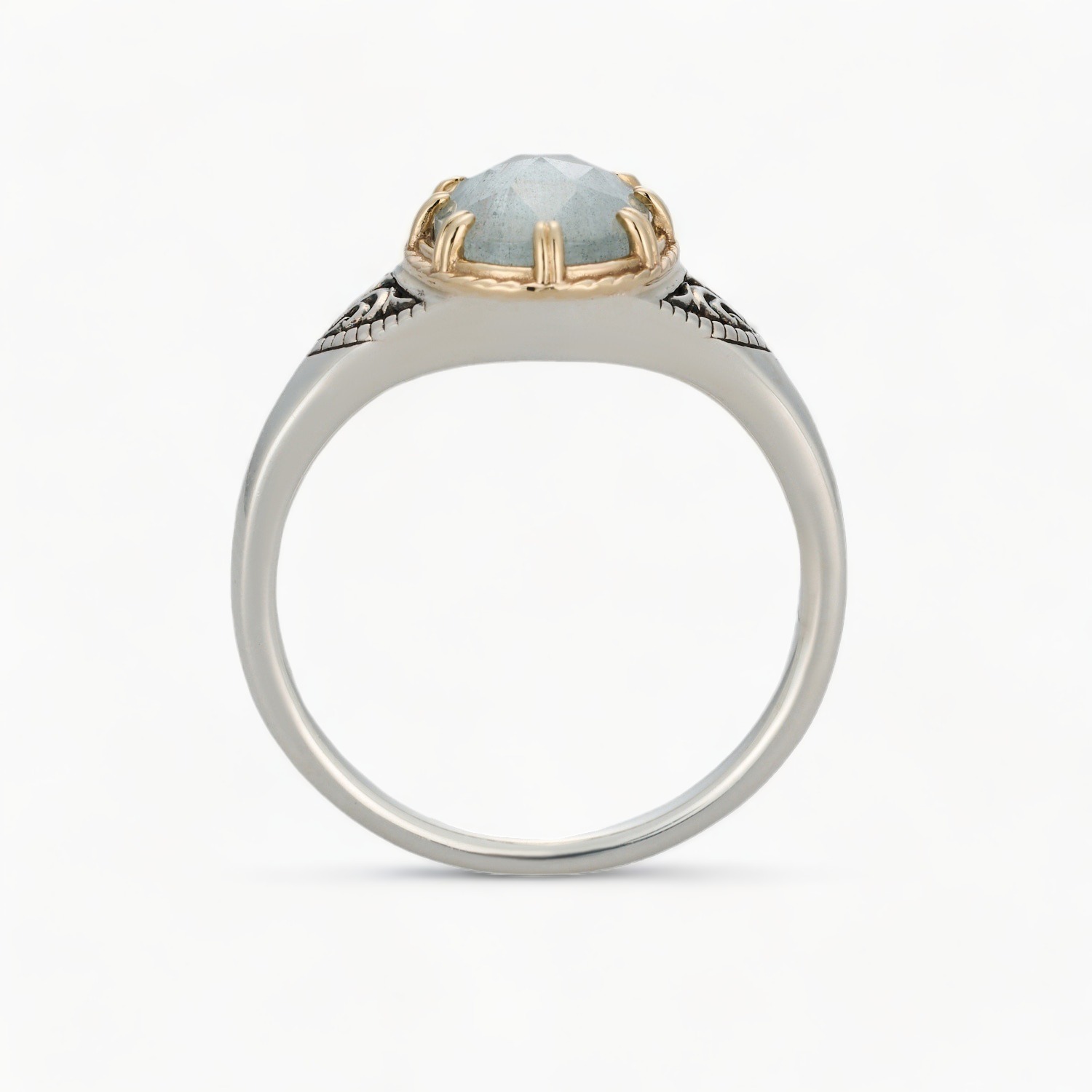gold plated labradorite ring side view