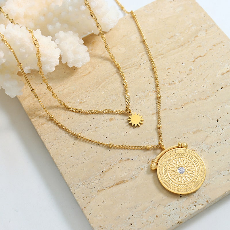 layered gold plated necklace