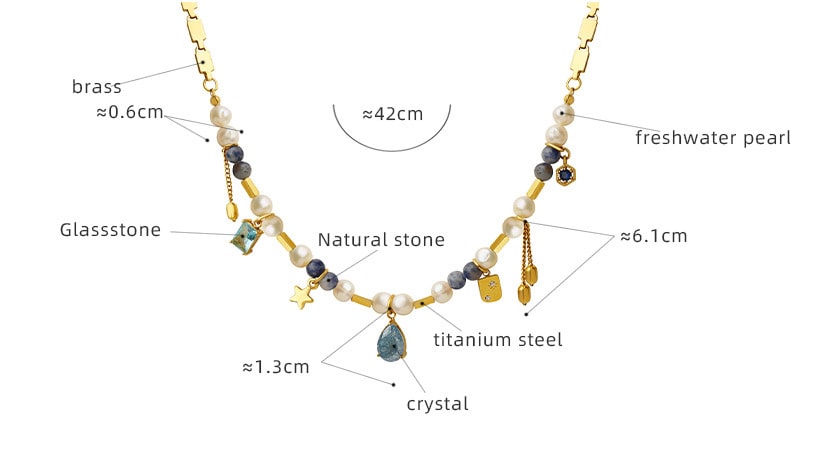 Multi Stone Pearl Bead Necklace