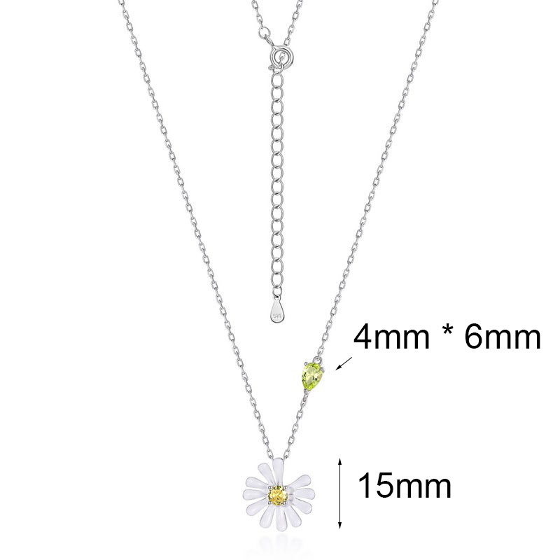 white flower sterling silver necklace size