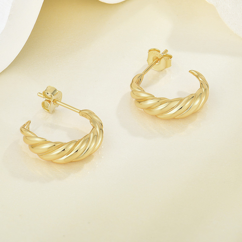 18k Gold Plated Rope Hoop Earrings