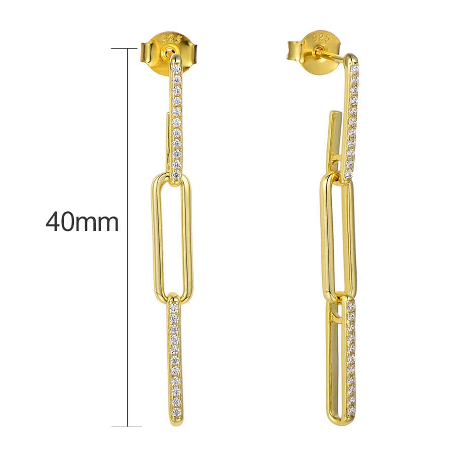 40mm Diamond Large Paper Clip Link Dangle Earrings