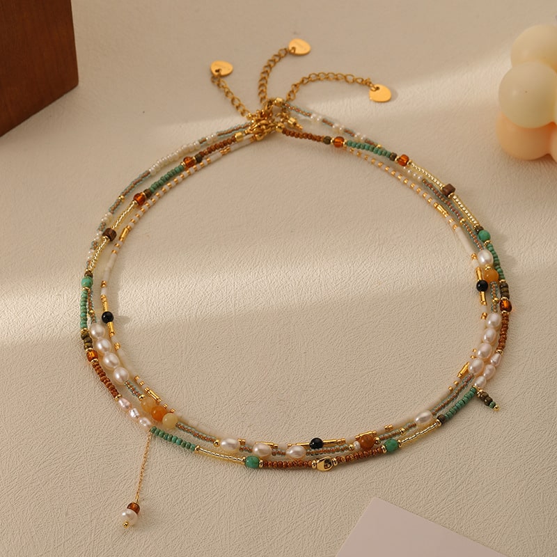 Bohemian Layered Beaded Necklace
