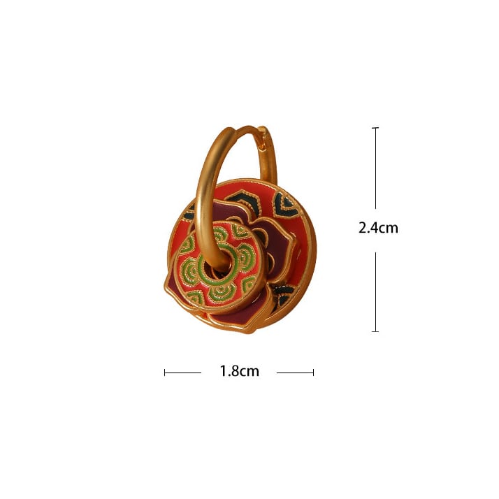 Brass Enamel Drop Earrings Size