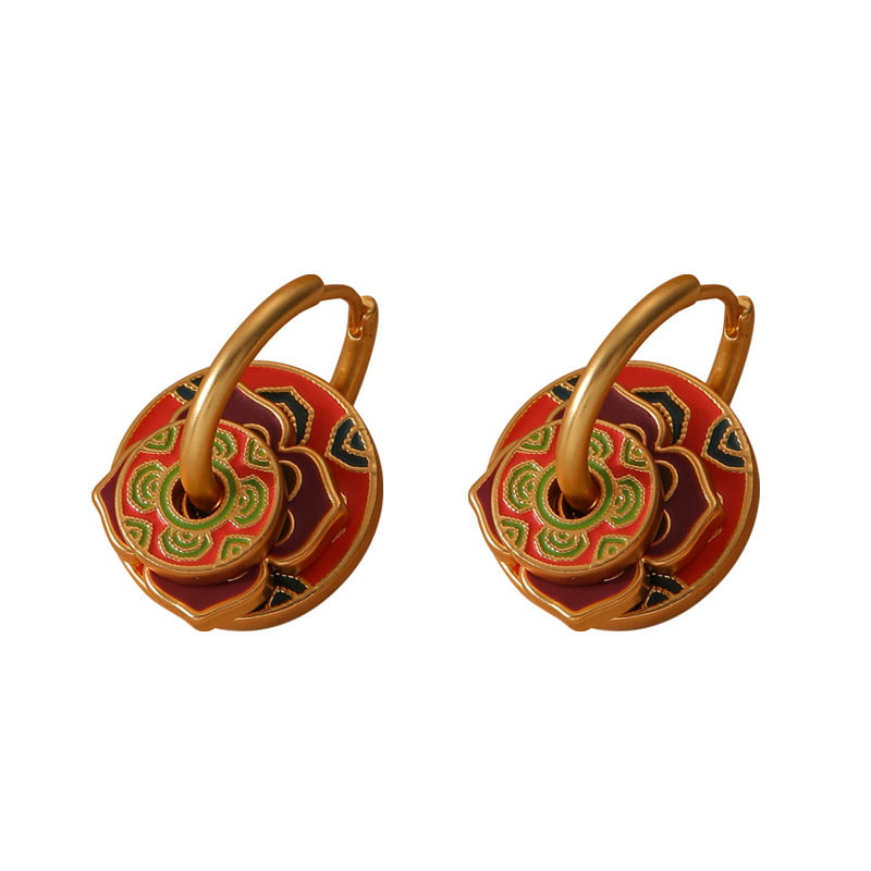 Brass Enamel Drop Earrings