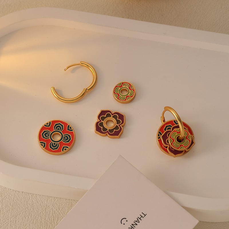 Brass multi layer earrings