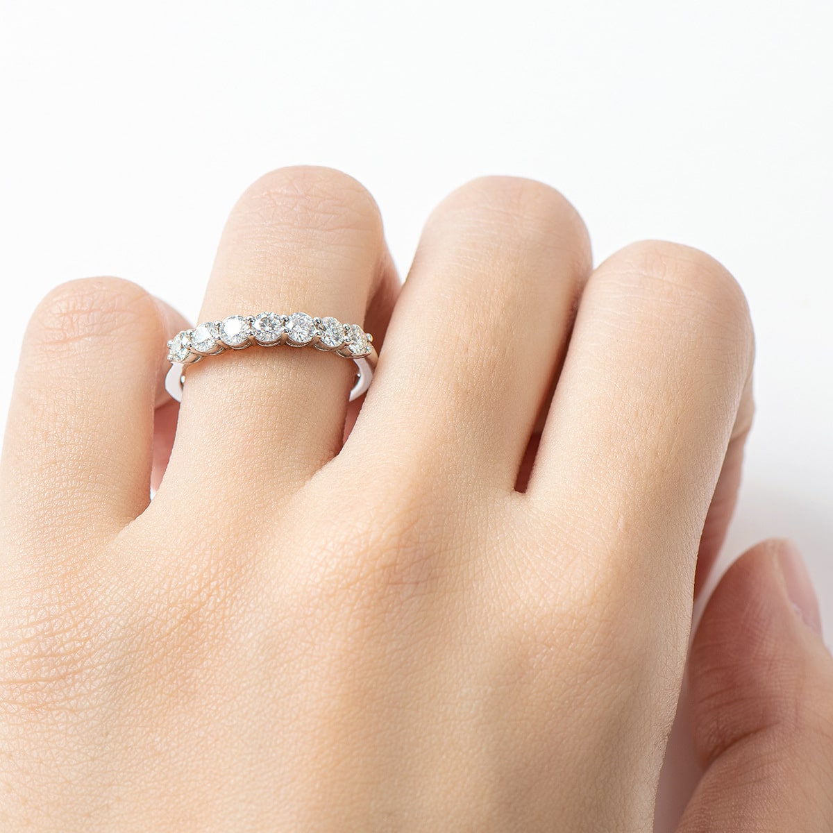 Colorless Moissanite Half Eternity Band Ring
