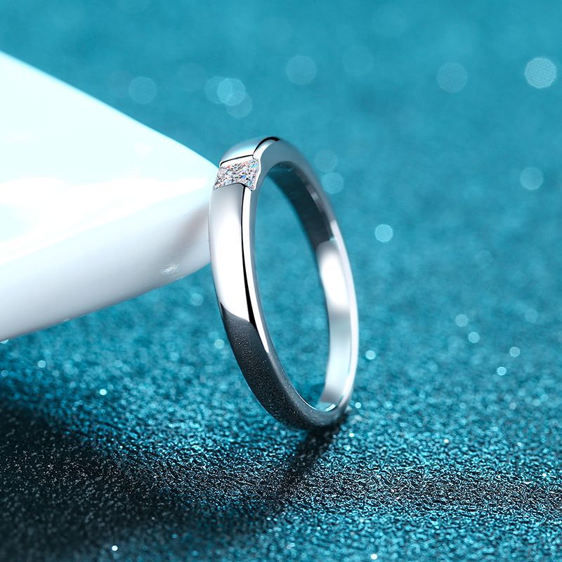 Fine Sterling Silver Moissanite Band Ring