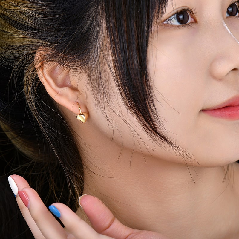 Gold Plated Heart Shaped Lever Back Earrings for Women