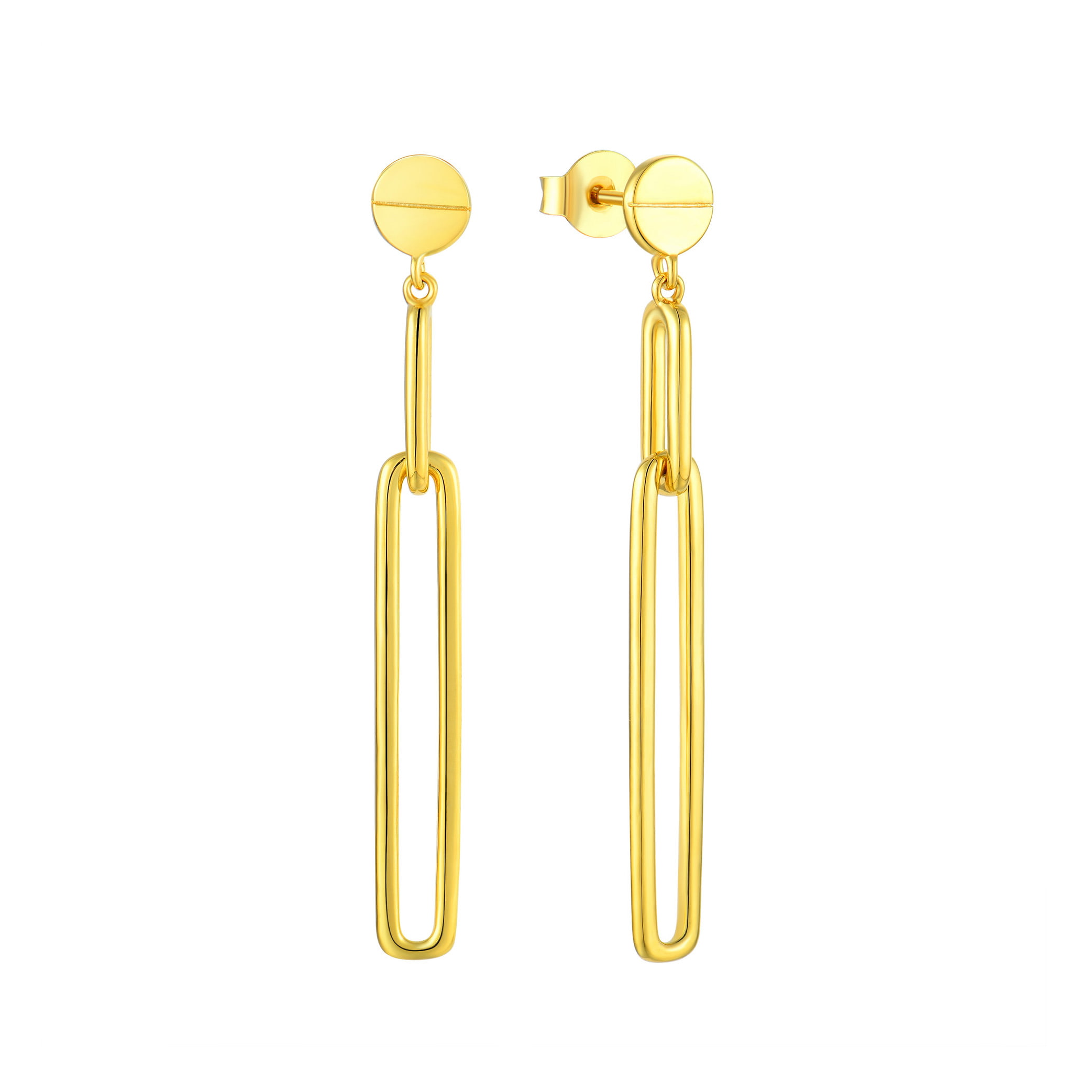 Gold Plated Paperclip Link Dangle Earrings