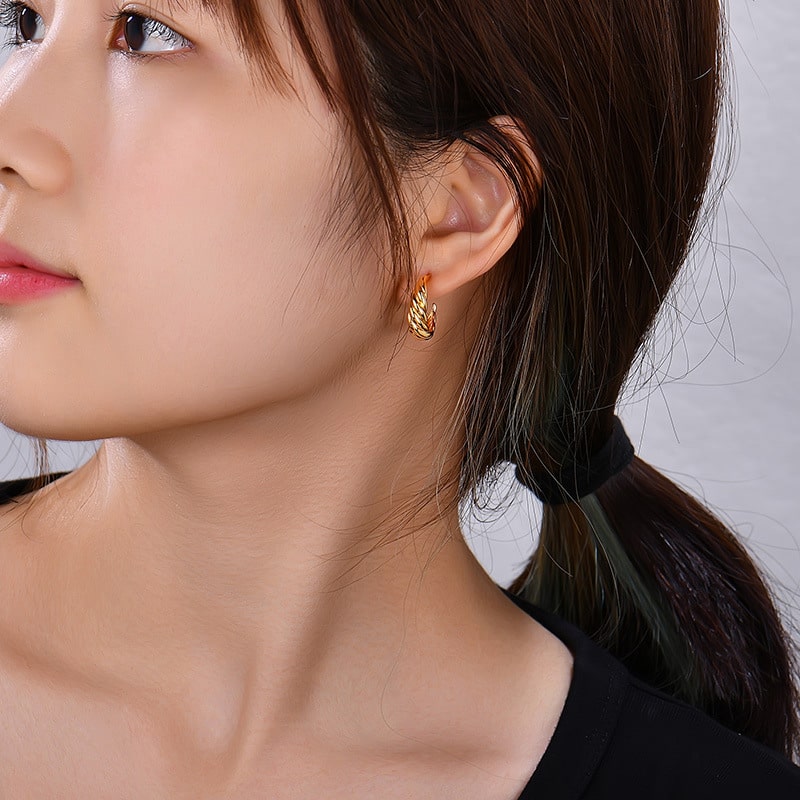 Gold Plated Rope Hoop Earrings for Women