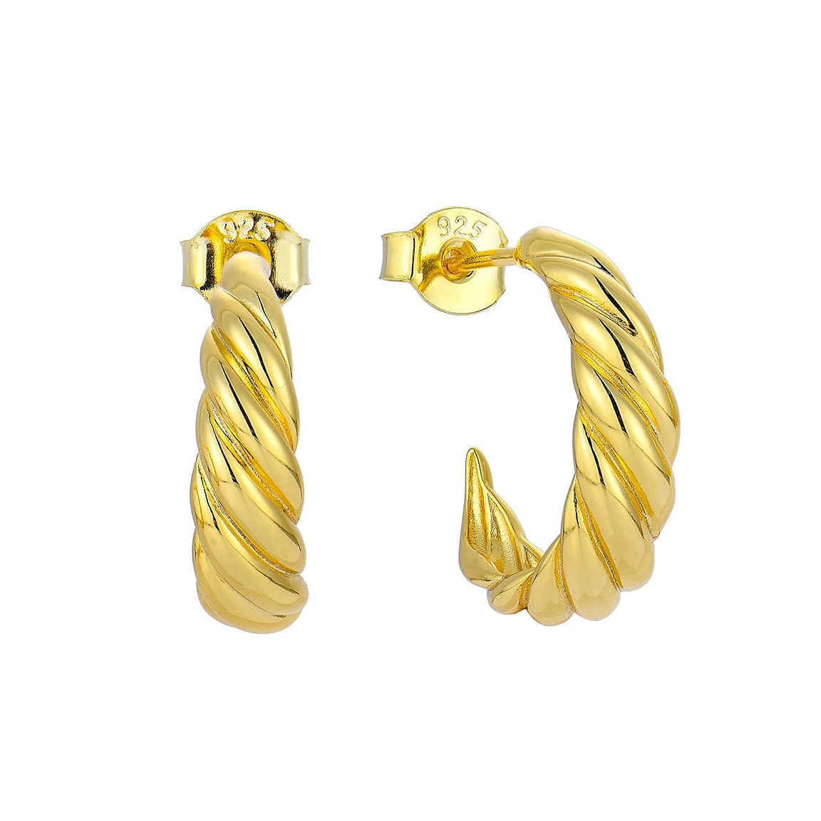 Gold Plated Rope Hoop Stud Earrings
