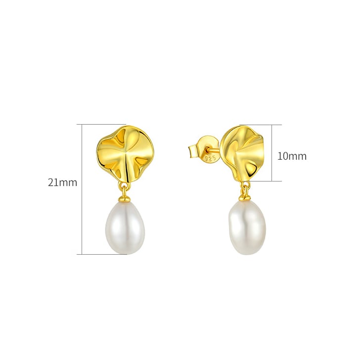 Lotus Leaf Shape Pearl Earrings Measurement