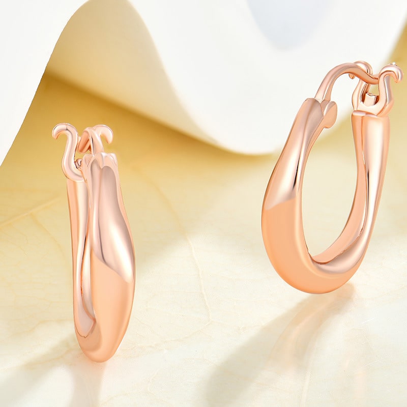 Rose Gold Plated Twisted Irregular Hoop Earrings