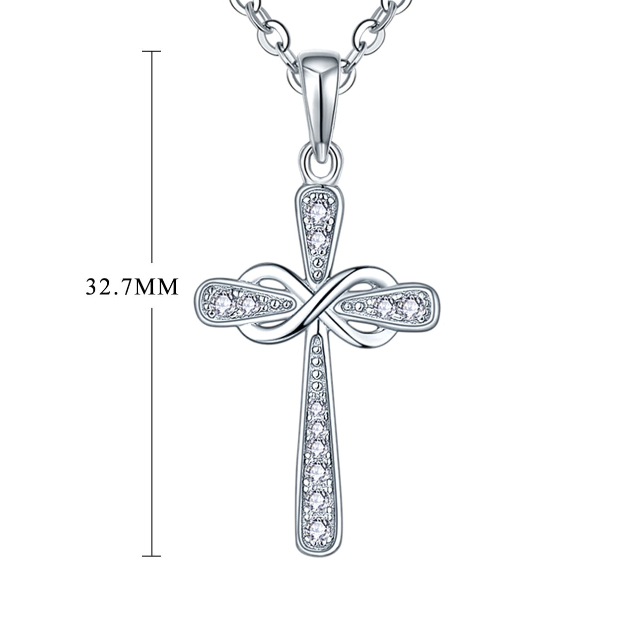 Silver Cubic Zirconia Necklace Size