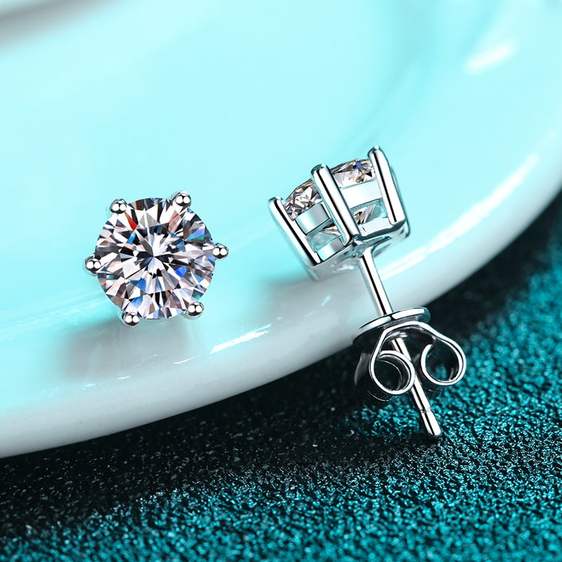 Silver Moissanite Stud Earrings