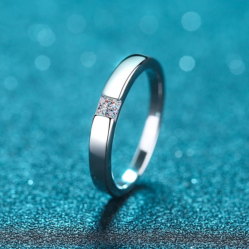 Simple Silver Moissanite Band Ring