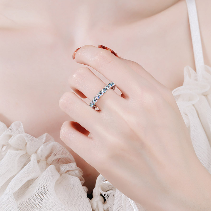 Sterling Silver Colorless Moissanite Eternity Ring for women