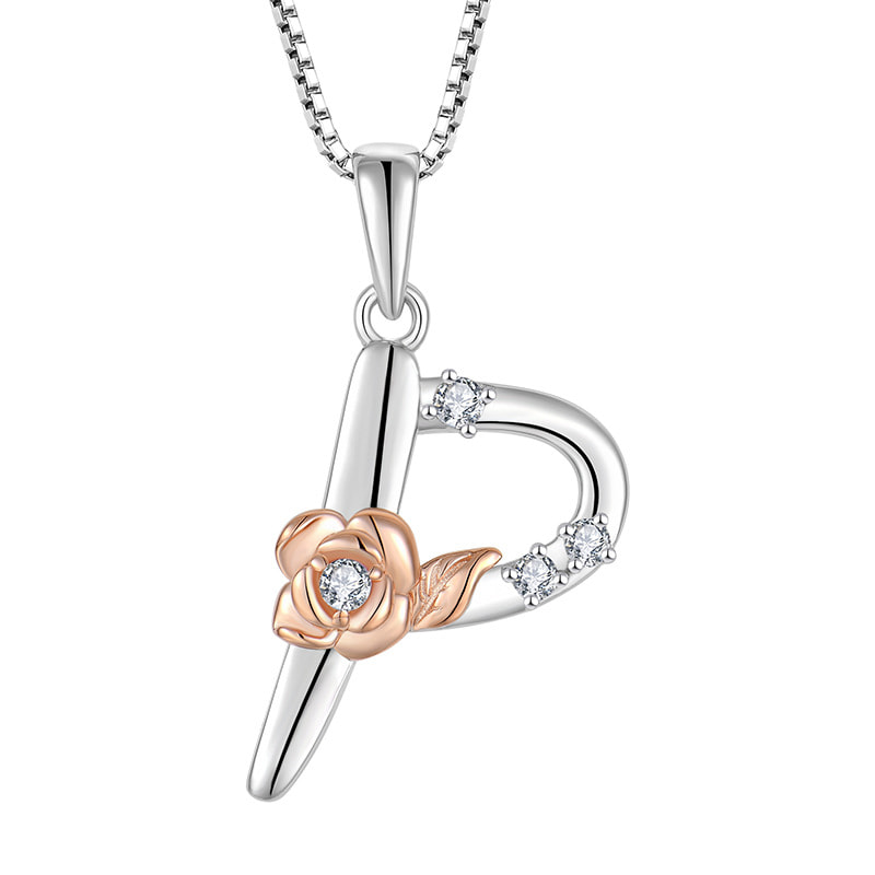 Sterling Silver Initial P Necklace