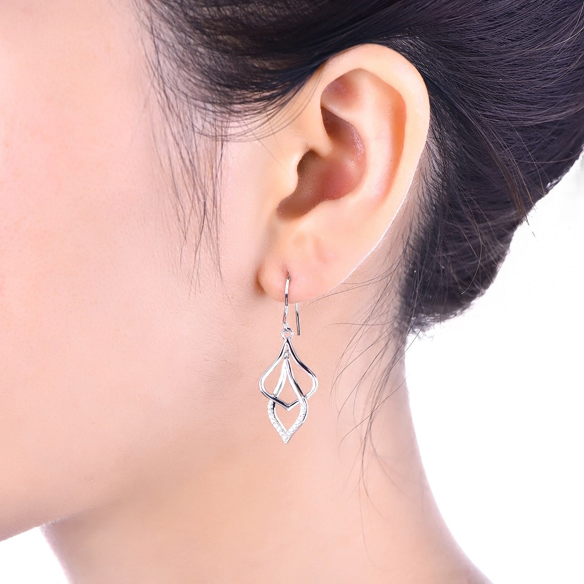Sterling Silver Interlocking Drop Earrings for Women
